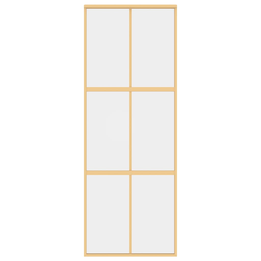 vidaXL Sliding Door Gold 76x205 cm Clear ESG Glass and Aluminium