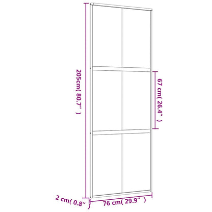 vidaXL Sliding Door Gold 76x205 cm Clear ESG Glass and Aluminium