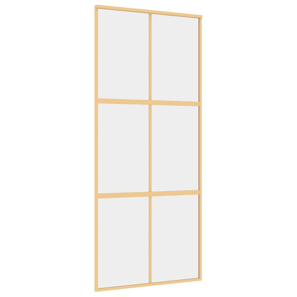 vidaXL Sliding Door Gold 90x205 cm Clear ESG Glass and Aluminium