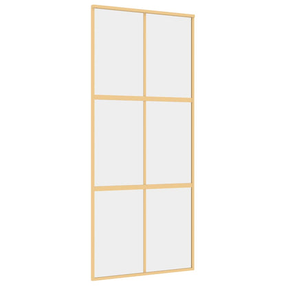 vidaXL Sliding Door Gold 90x205 cm Clear ESG Glass and Aluminium