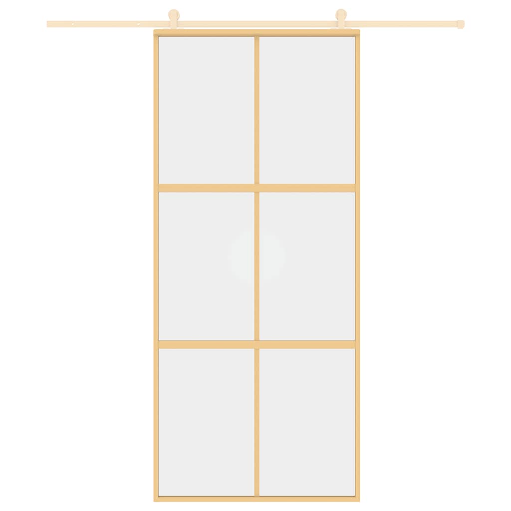 vidaXL Sliding Door Gold 90x205 cm Clear ESG Glass and Aluminium