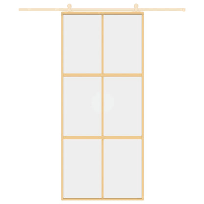 vidaXL Sliding Door Gold 90x205 cm Clear ESG Glass and Aluminium