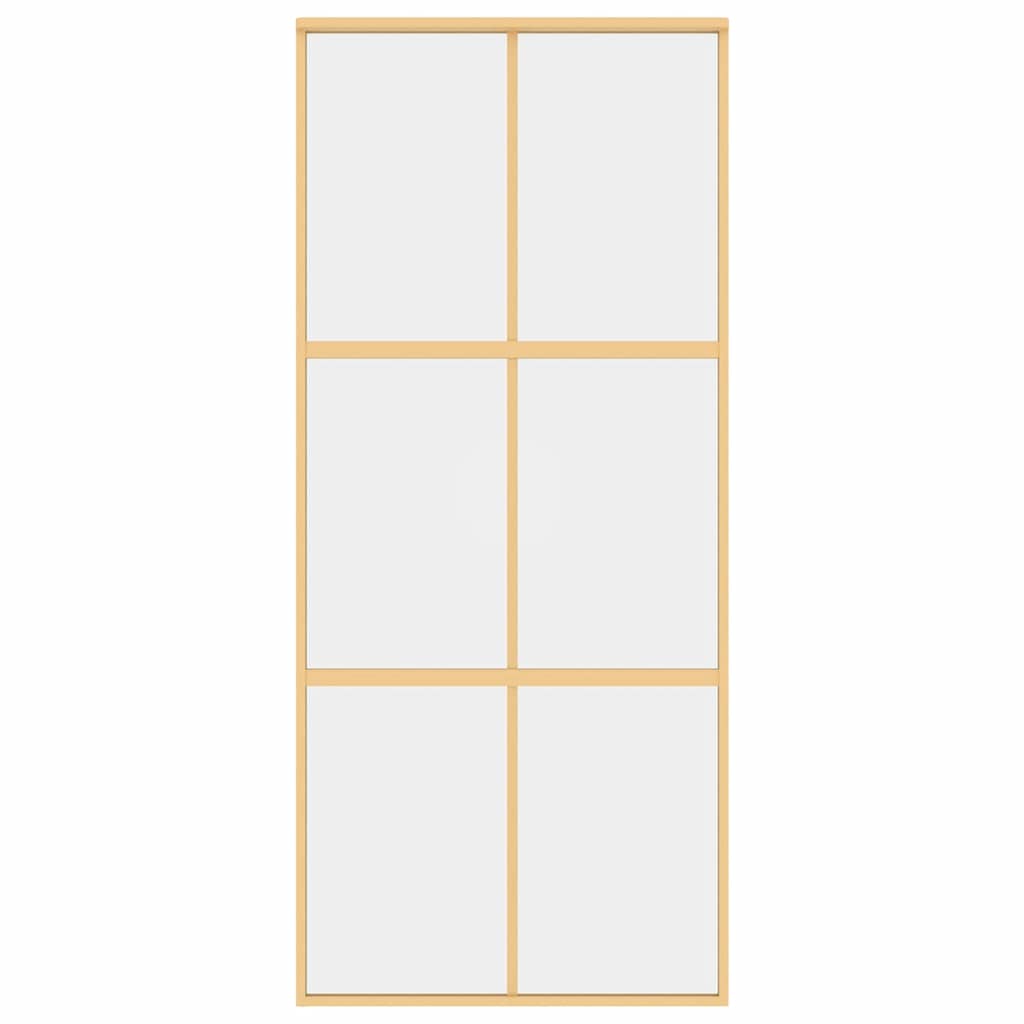vidaXL Sliding Door Gold 90x205 cm Clear ESG Glass and Aluminium
