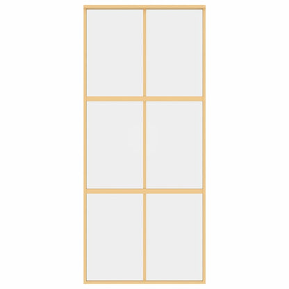 vidaXL Sliding Door Gold 90x205 cm Clear ESG Glass and Aluminium