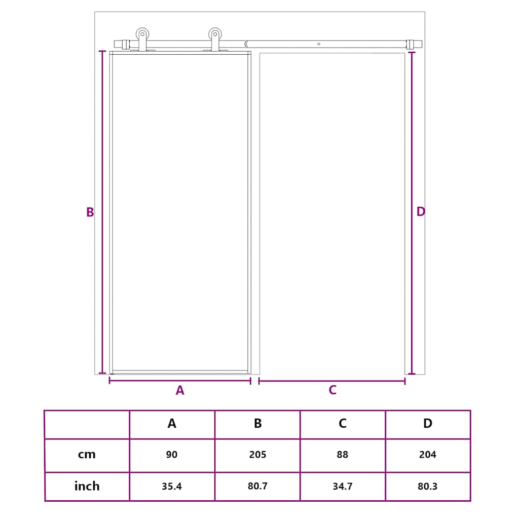 vidaXL Sliding Door Gold 90x205 cm Clear ESG Glass and Aluminium