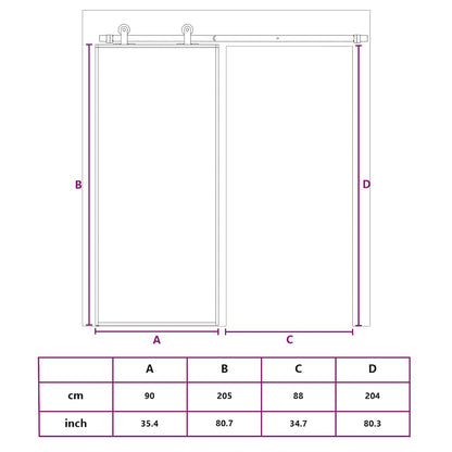 vidaXL Sliding Door Gold 90x205 cm Clear ESG Glass and Aluminium
