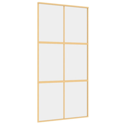 vidaXL Sliding Door Gold 102,5x205 cm Clear ESG Glass and Aluminium