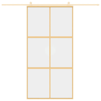 vidaXL Sliding Door Gold 102,5x205 cm Clear ESG Glass and Aluminium