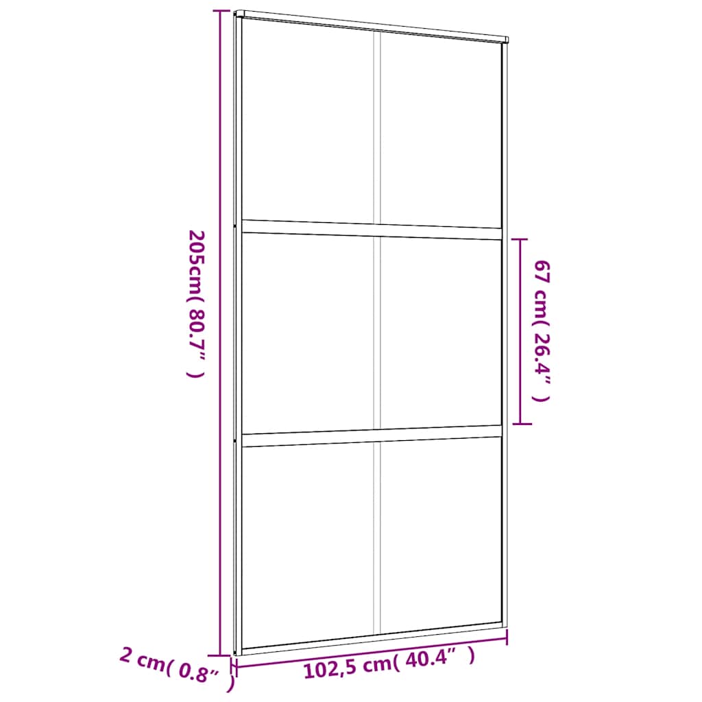 vidaXL Sliding Door Gold 102,5x205 cm Clear ESG Glass and Aluminium