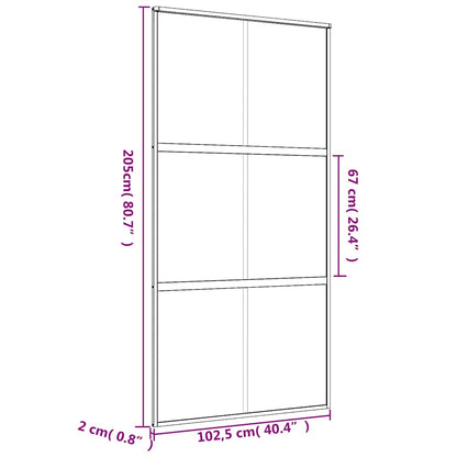 vidaXL Sliding Door Gold 102,5x205 cm Clear ESG Glass and Aluminium