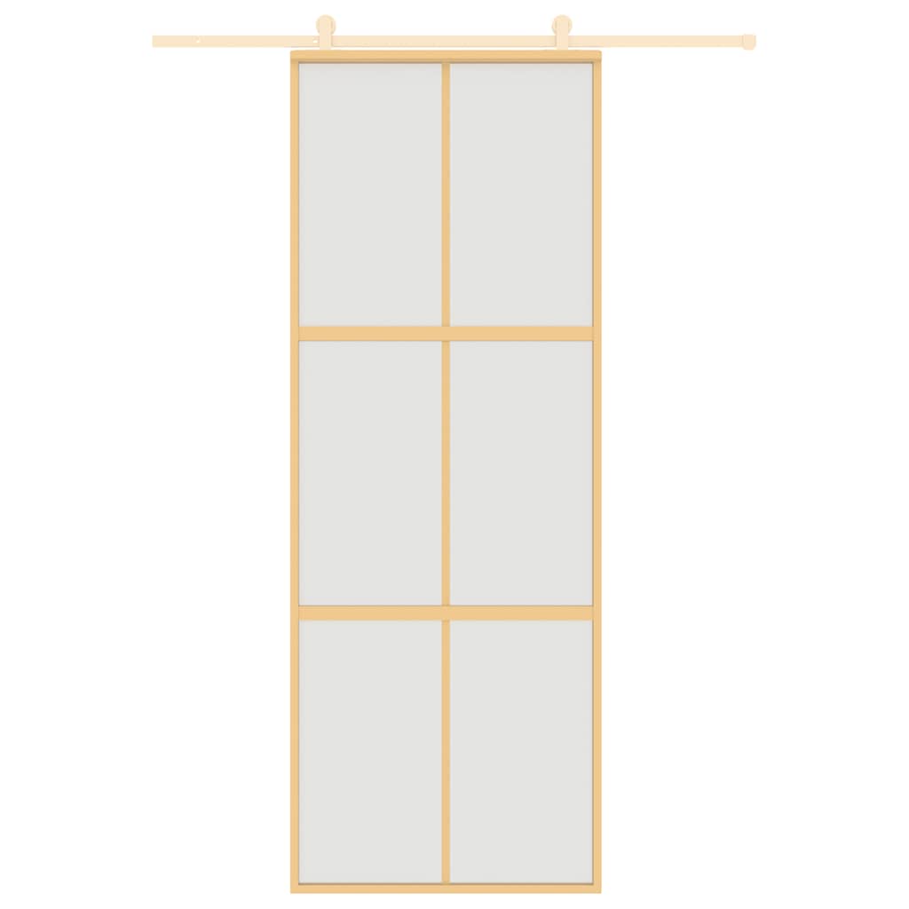 vidaXL Sliding Door Gold 76x205 cm Frosted ESG Glass and Aluminium