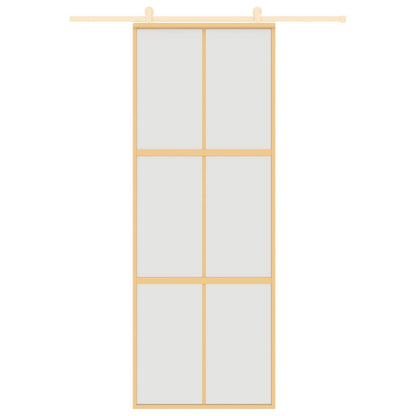 vidaXL Sliding Door Gold 76x205 cm Frosted ESG Glass and Aluminium