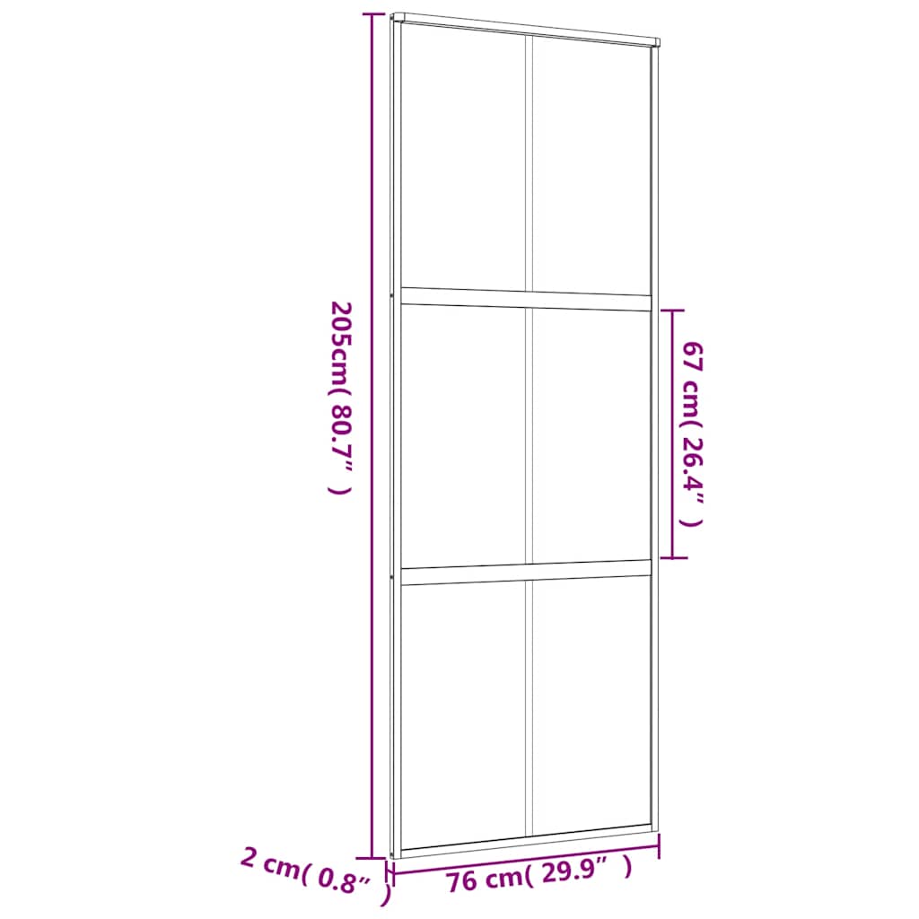 vidaXL Sliding Door Gold 76x205 cm Frosted ESG Glass and Aluminium
