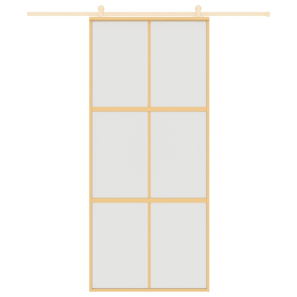 vidaXL Sliding Door Gold 90x205 cm Frosted ESG Glass and Aluminium
