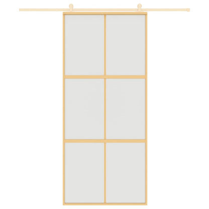 vidaXL Sliding Door Gold 90x205 cm Frosted ESG Glass and Aluminium