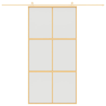 vidaXL Sliding Door Gold 102,5x205 cm Frosted ESG Glass and Aluminium