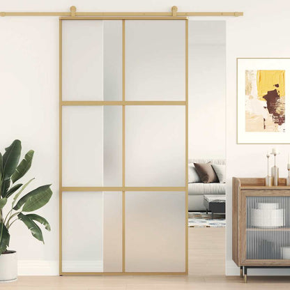vidaXL Sliding Door Gold 102,5x205 cm Frosted ESG Glass and Aluminium