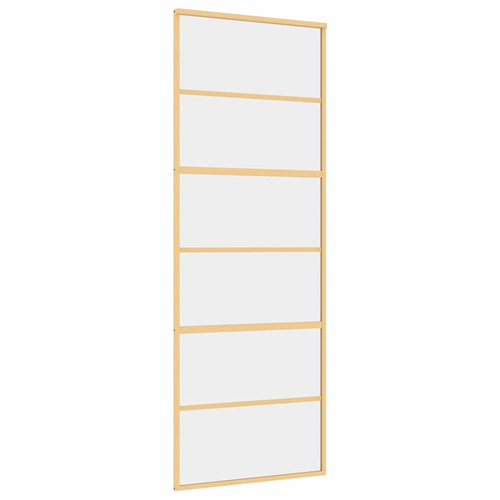 vidaXL Sliding Door Gold 76x205 cm Clear ESG Glass and Aluminium