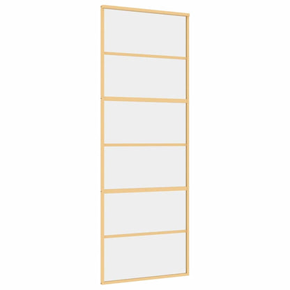 vidaXL Sliding Door Gold 76x205 cm Clear ESG Glass and Aluminium