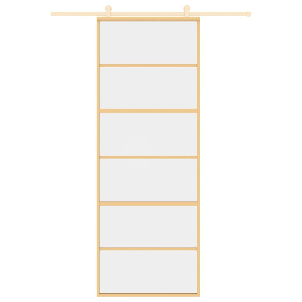 vidaXL Sliding Door Gold 76x205 cm Clear ESG Glass and Aluminium
