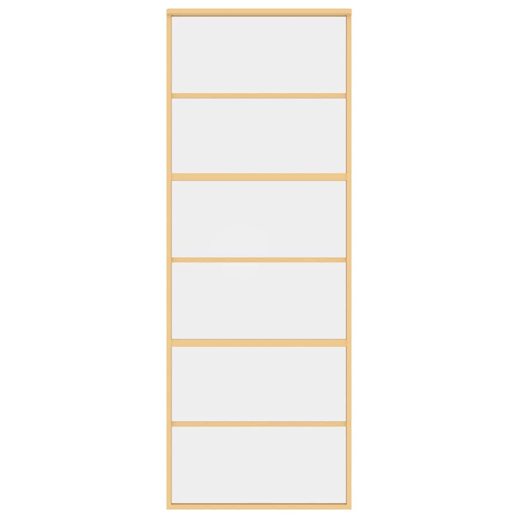 vidaXL Sliding Door Gold 76x205 cm Clear ESG Glass and Aluminium