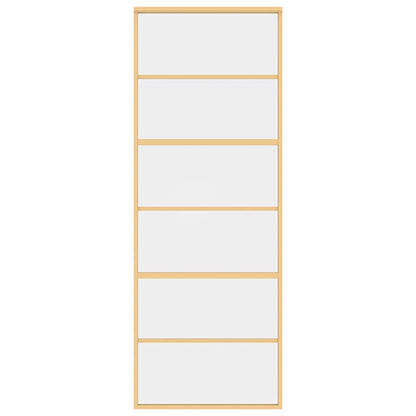 vidaXL Sliding Door Gold 76x205 cm Clear ESG Glass and Aluminium