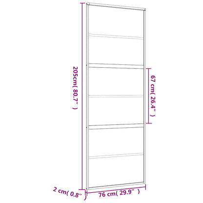 vidaXL Sliding Door Gold 76x205 cm Clear ESG Glass and Aluminium