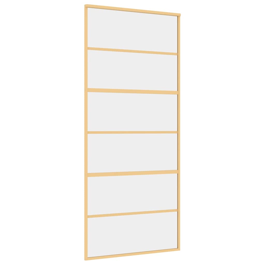 vidaXL Sliding Door Gold 90x205 cm Clear ESG Glass and Aluminium