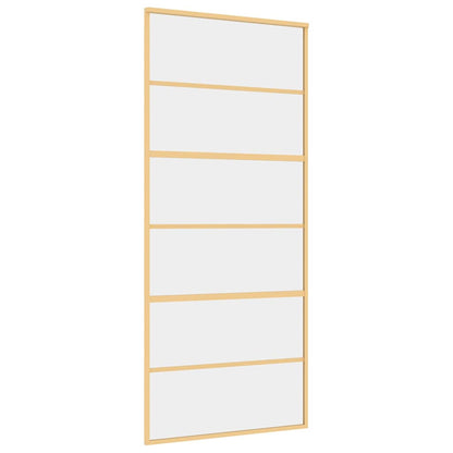 vidaXL Sliding Door Gold 90x205 cm Clear ESG Glass and Aluminium