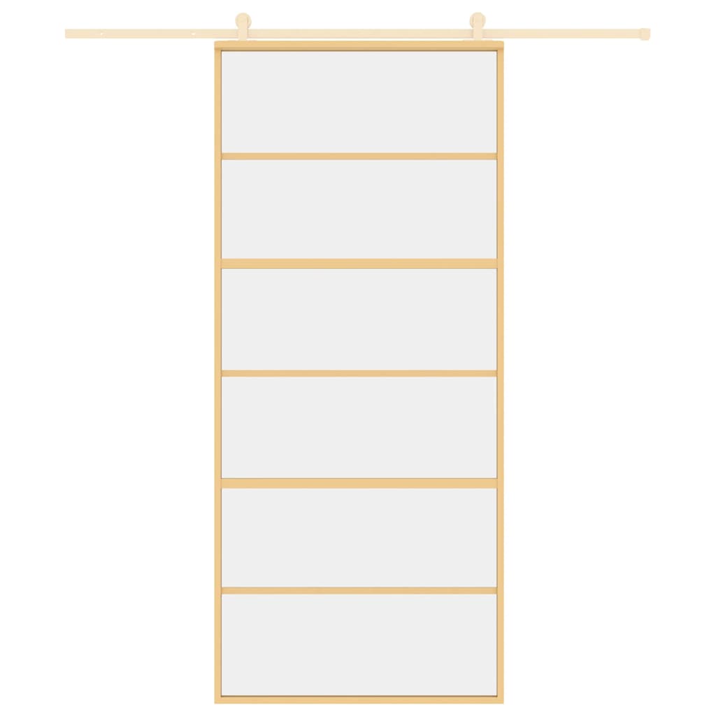 vidaXL Sliding Door Gold 90x205 cm Clear ESG Glass and Aluminium
