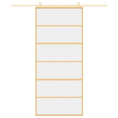 vidaXL Sliding Door Gold 90x205 cm Clear ESG Glass and Aluminium