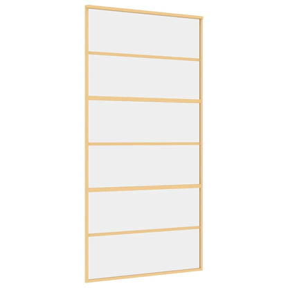 vidaXL Sliding Door Gold 102,5x205 cm Clear ESG Glass and Aluminium