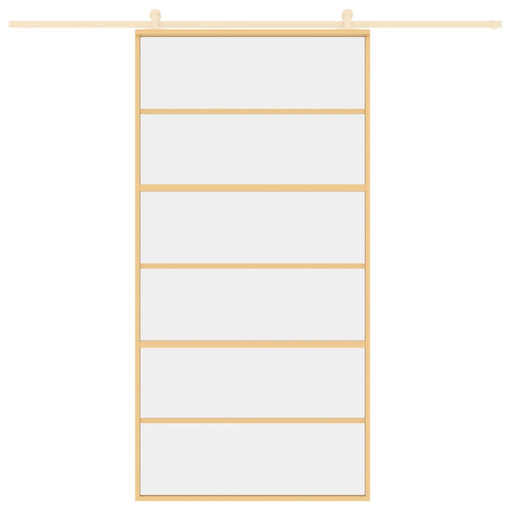 vidaXL Sliding Door Gold 102,5x205 cm Clear ESG Glass and Aluminium