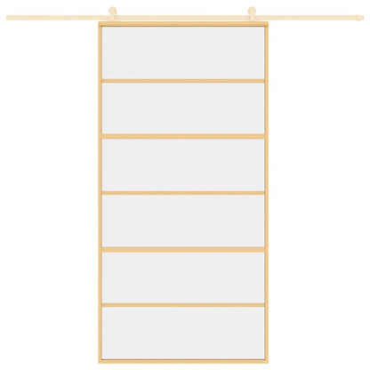 vidaXL Sliding Door Gold 102,5x205 cm Clear ESG Glass and Aluminium