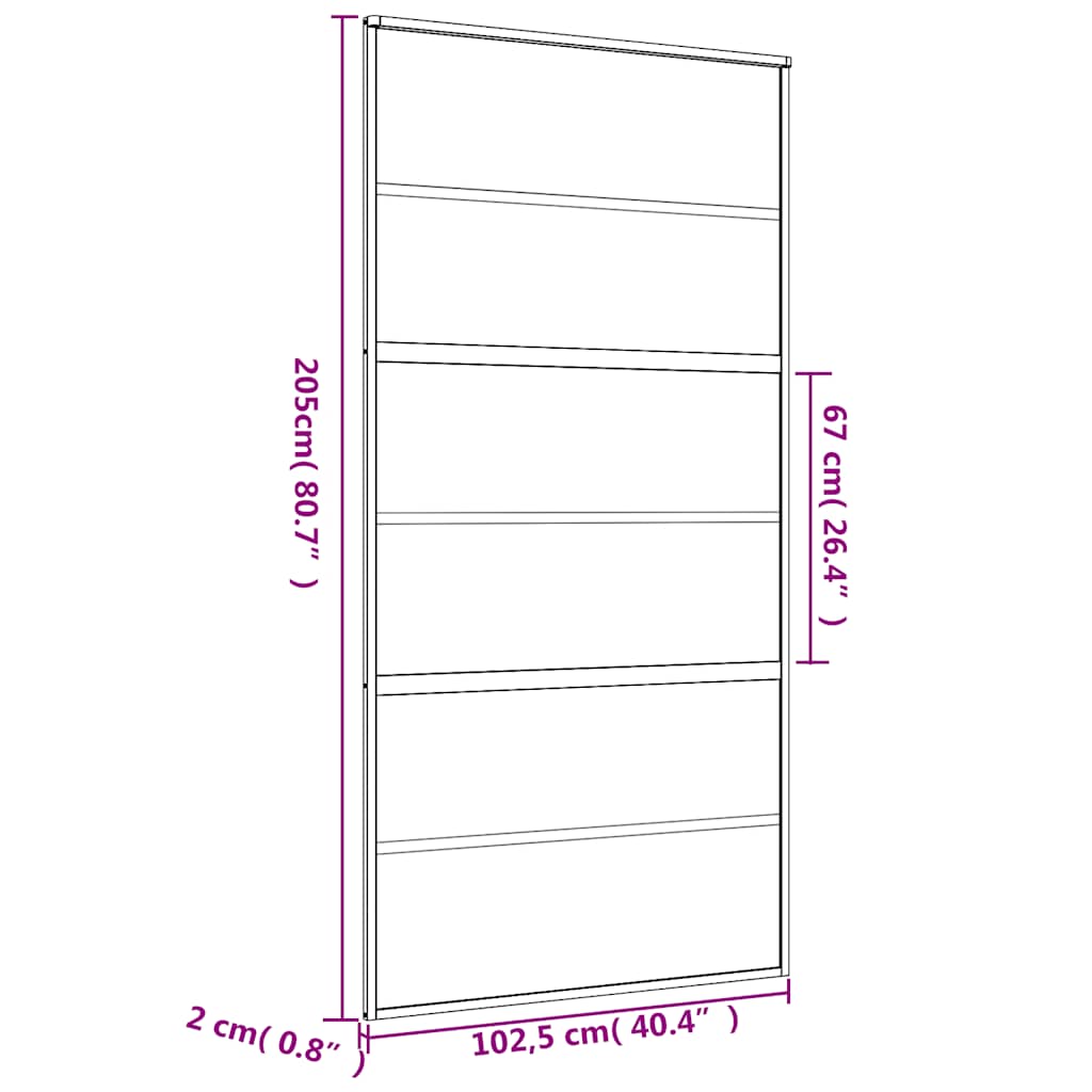 vidaXL Sliding Door Gold 102,5x205 cm Clear ESG Glass and Aluminium