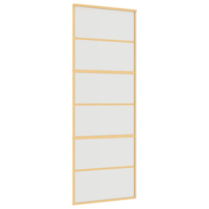 vidaXL Sliding Door Gold 76x205 cm Frosted ESG Glass and Aluminium