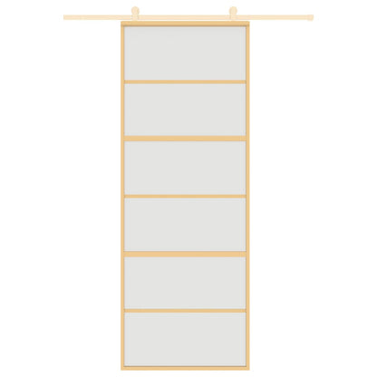 vidaXL Sliding Door Gold 76x205 cm Frosted ESG Glass and Aluminium