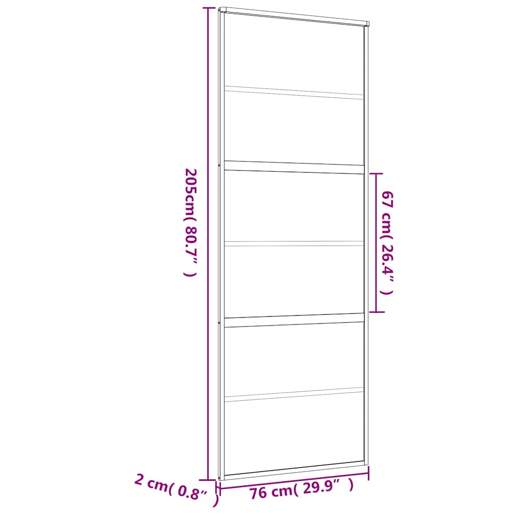 vidaXL Sliding Door Gold 76x205 cm Frosted ESG Glass and Aluminium