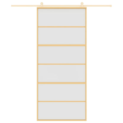 vidaXL Sliding Door Gold 90x205 cm Frosted ESG Glass and Aluminium