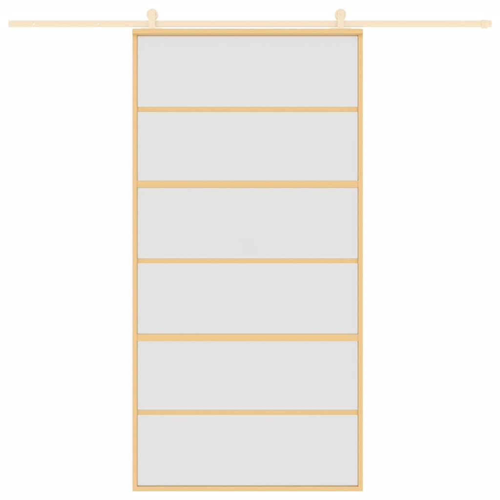 vidaXL Sliding Door Gold 102,5x205 cm Frosted ESG Glass and Aluminium