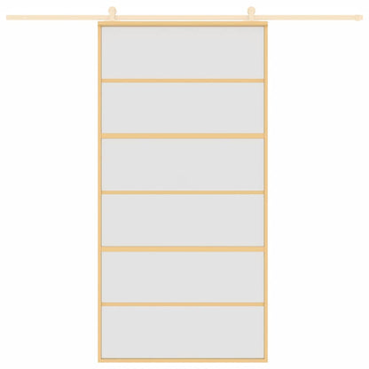 vidaXL Sliding Door Gold 102,5x205 cm Frosted ESG Glass and Aluminium