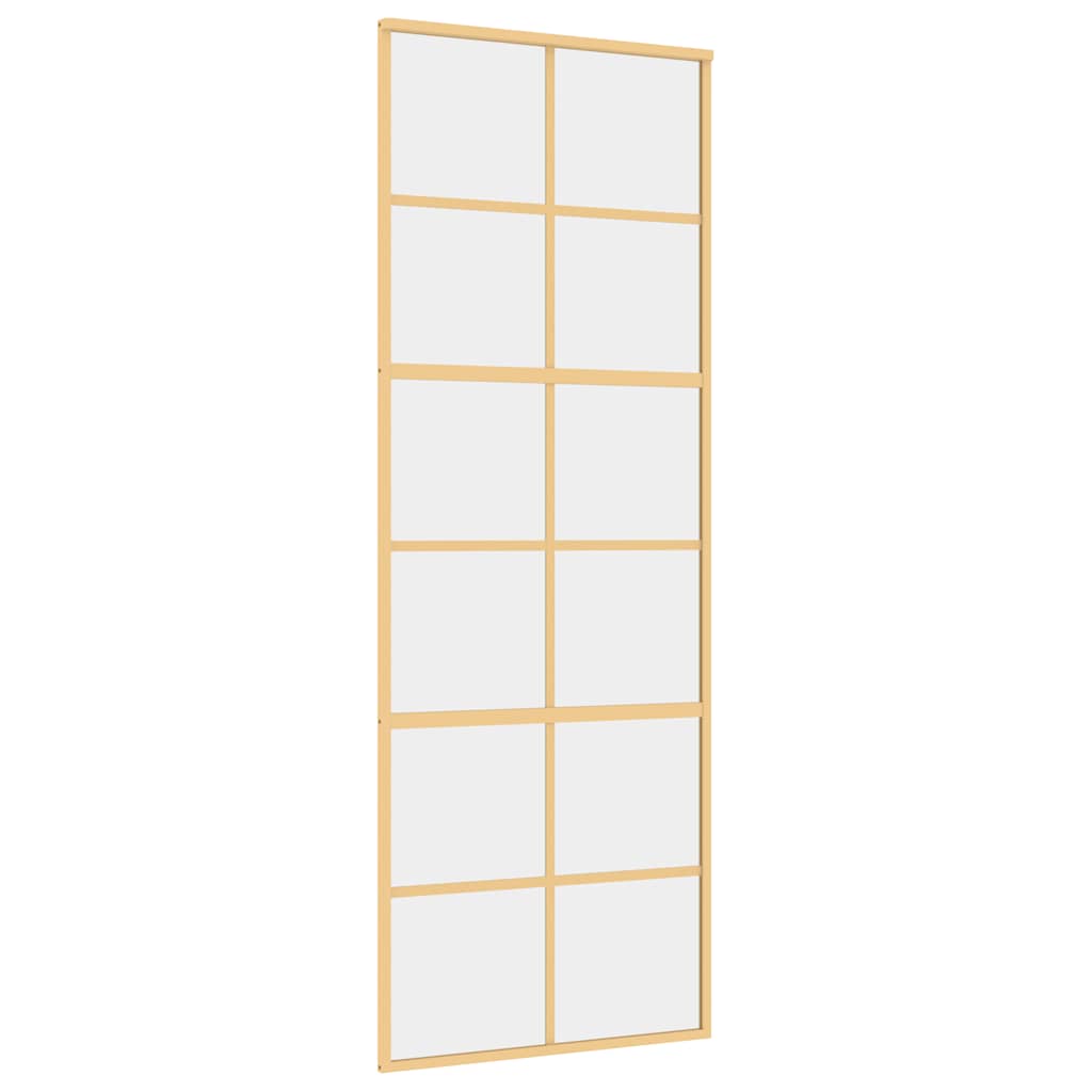 vidaXL Sliding Door Gold 76x205 cm Clear ESG Glass and Aluminium