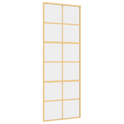 vidaXL Sliding Door Gold 76x205 cm Clear ESG Glass and Aluminium