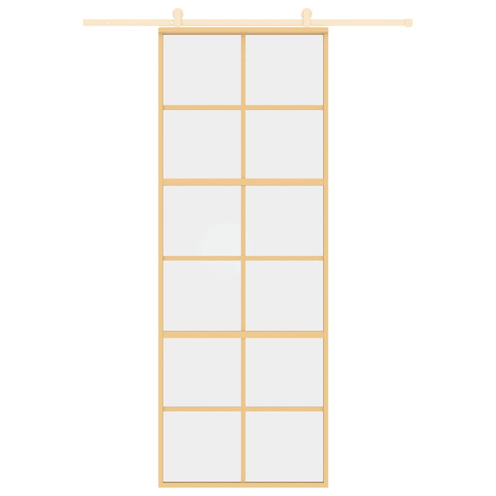 vidaXL Sliding Door Gold 76x205 cm Clear ESG Glass and Aluminium