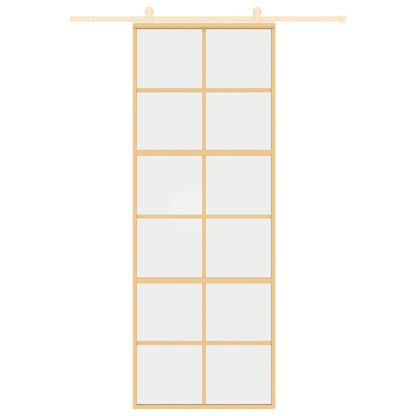 vidaXL Sliding Door Gold 76x205 cm Clear ESG Glass and Aluminium