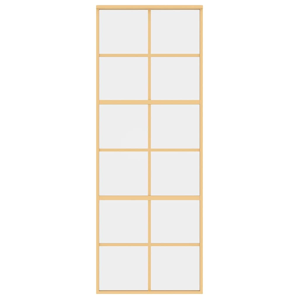 vidaXL Sliding Door Gold 76x205 cm Clear ESG Glass and Aluminium
