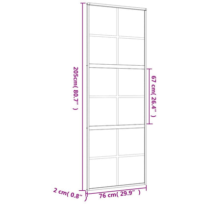 vidaXL Sliding Door Gold 76x205 cm Clear ESG Glass and Aluminium