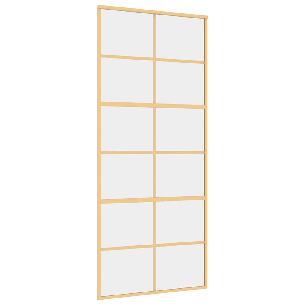 vidaXL Sliding Door Gold 90x205 cm Clear ESG Glass and Aluminium