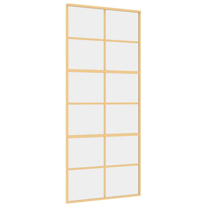 vidaXL Sliding Door Gold 90x205 cm Clear ESG Glass and Aluminium