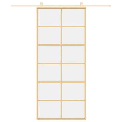 vidaXL Sliding Door Gold 90x205 cm Clear ESG Glass and Aluminium